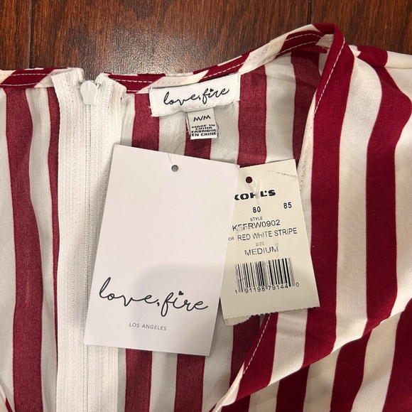 NWT red and white striped jumpsuit flutter cap sleeves bow cute sailor nautical - Picture 4 of 7